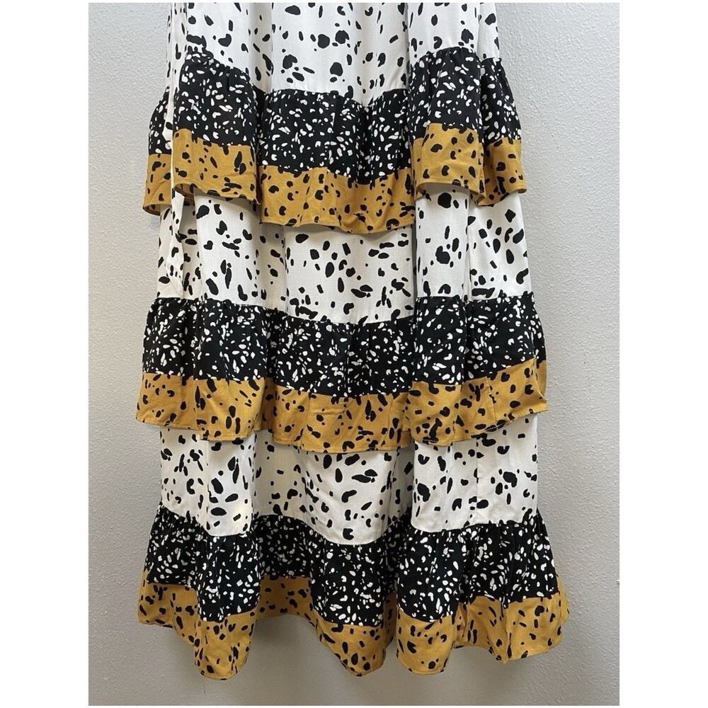 NWT Les Serein Off Shoulder Ruffle Tiered Bohemian Frnt Slit Elastic Maxi Dress - Picture 3 of 12